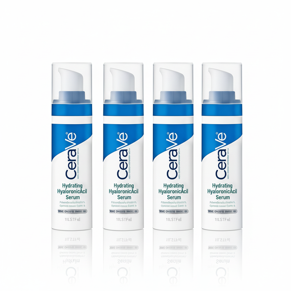 [4-PACK]   Cerave Hyaluronic Acid Serum for Face with Vitamin B5 and Ceramides, Hydrating Face Serum for Dry Skin, Fragrance Free, 1 Ounce