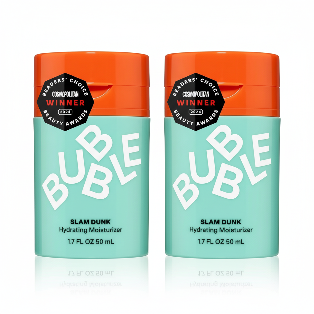 [2-PACK]   Bubble Skincare Slam Dunk Hydrating Face Moisturizer - Lightweight Face Lotion With Vitamin E + Aloe Vera - Daily Facial Moisturizer for Normal + Dry Skin - Skin Care with Blue Light Protection (50ml)
