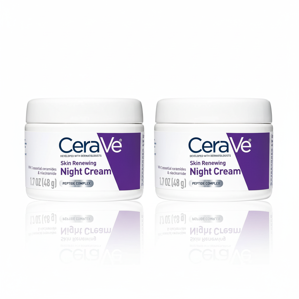 [2-PACK]   CeraVe Skin Renewing Night Cream, Niacinamide, Peptide Complex, and Hyaluronic Acid Moisturizer for Face, 1.7 Ounce, Packaging may Vary