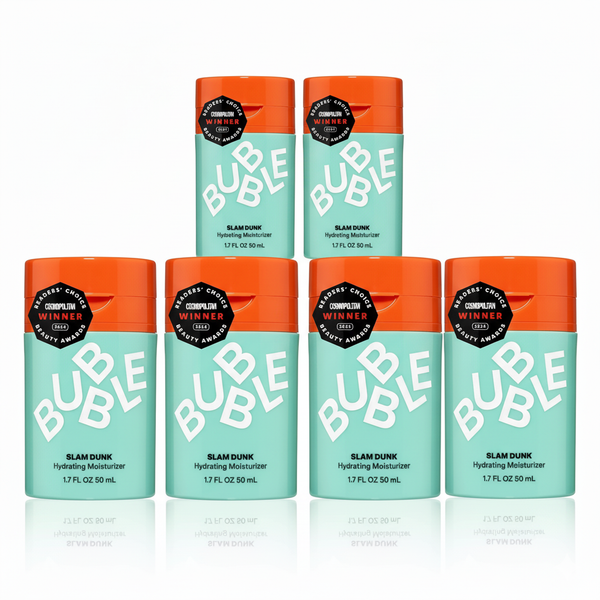 [6-PACK]   Bubble Skincare Slam Dunk Hydrating Face Moisturizer - Lightweight Face Lotion With Vitamin E + Aloe Vera - Daily Facial Moisturizer for Normal + Dry Skin - Skin Care with Blue Light Protection (50ml)