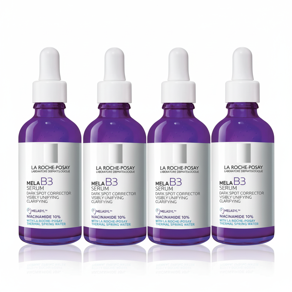 [4-PACK]   La Roche-Posay Mela B3 Serum, Dark Spot Corrector With Anti-Aging Melasyl + 10% Niacinamide, Discoloration Correcting Serum for Sun Spots, Age Spots & Post-Acne Marks