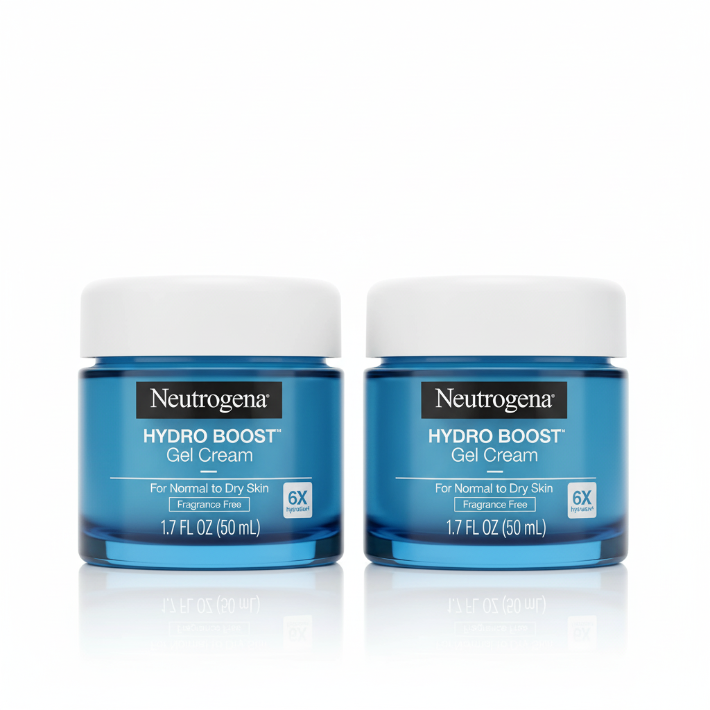 [2-PACK]   Neutrogena Hydro Boost Gel Cream, 48 Hr Hydration for Normal/Dry Skin, Fragrance Free, Face Moisturizer with Hyaluronic Acid, 1.7 oz. & Trial Size Hydro Boost Hydrating Gel Cleanser, 0.5 fl oz