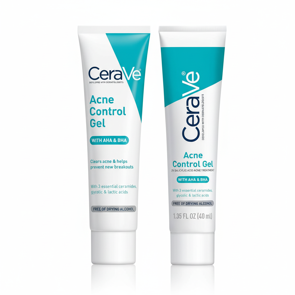 [2-PACK]  CeraVe Acne Control Gel, 2% Salicylic Acid Treatment With Glycolic Acid + Lactic Acids + Niacniamide, Acne Gel Helps Clear Blemishes Without Over Drying, Alcohol Free & Oil Free, 1.35 Fl Oz