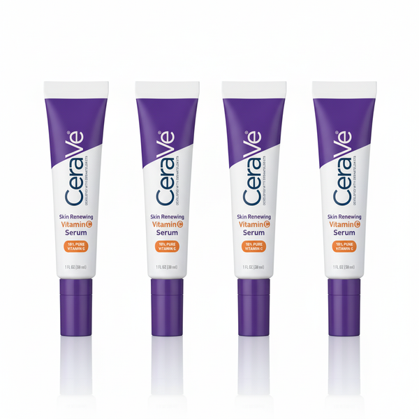 [4-PACK]   CeraVe Vitamin C Serum with Hyaluronic Acid, Skin Brightening Serum for Face with 10% Pure Vitamin C, Fragrance Free, 1 Fl. Oz