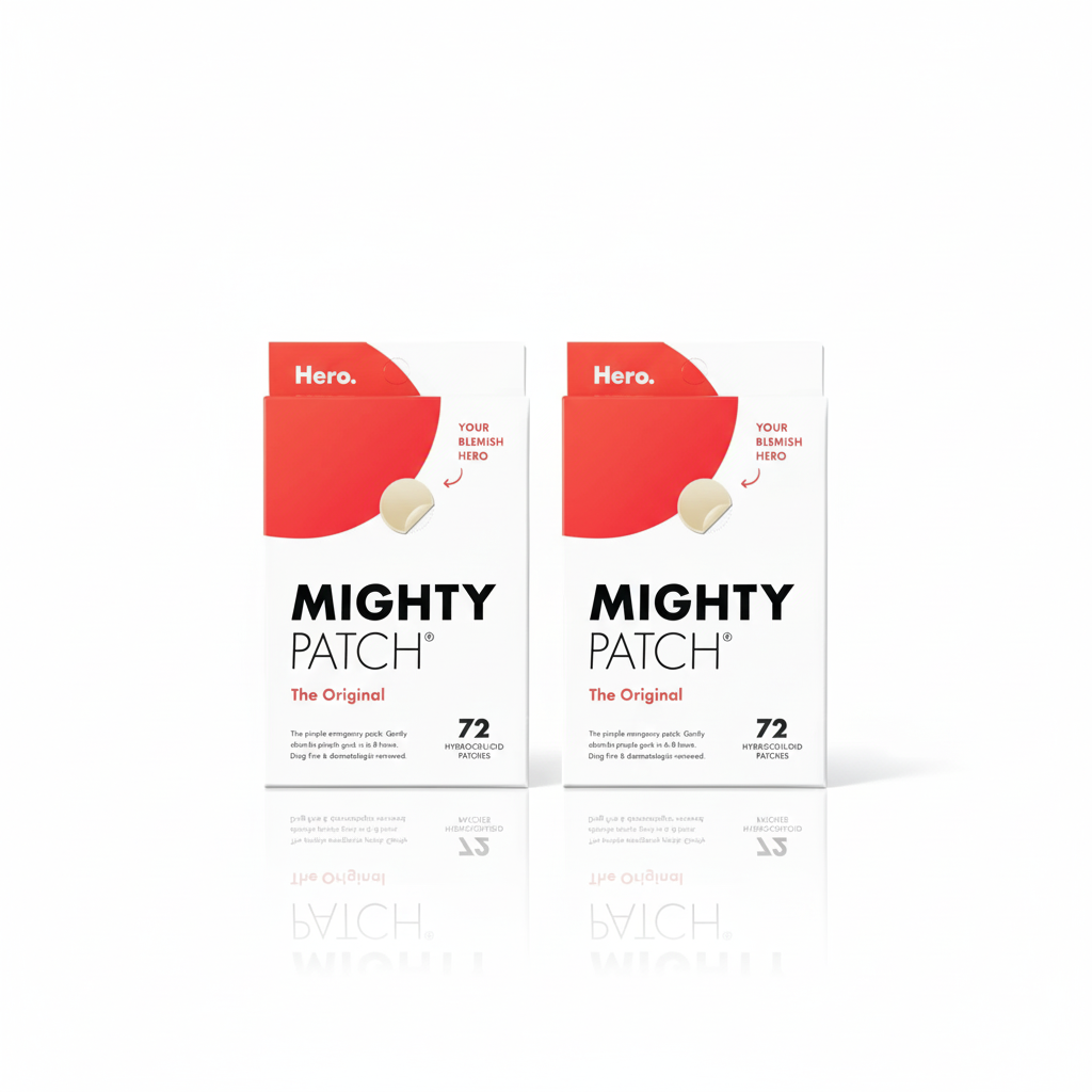 [2-PACK]    Mighty Patch™ Original patch from Hero Cosmetics – The #1 Hydrocolloid Acne Pimple Patch for Shrinking Zits and Whiteheads in 1 use; Nighttime Spot Stickers for Face and Skin (72 Count)