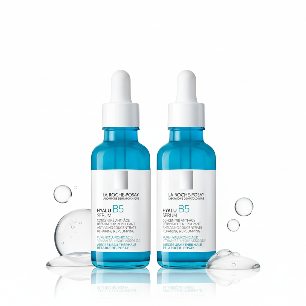 [2-PACK]   La Roche-Posay Hyalu B5 Pure Hyaluronic Acid Serum for Face, Vitamin B5 + Hyaluronic Acid + Madecassoside, Hydrating Serum Visibly Plumps Skin, Sensitive Skin Safe, Anti Aging, Oil-Free