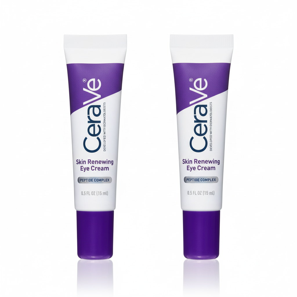 [2-PACK]  CeraVe Skin Renewing Eye Cream For Wrinkles, Under Eye Cream With Peptides + Caffeine + Niacinamide, For Wrinkles & Crows Feet, Paraben Free & Opthalmologist Tested