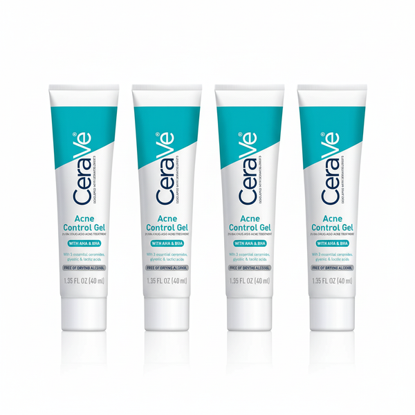 [4-PACK]  CeraVe Acne Control Gel, 2% Salicylic Acid Treatment With Glycolic Acid + Lactic Acids + Niacniamide, Acne Gel Helps Clear Blemishes Without Over Drying, Alcohol Free & Oil Free, 1.35 Fl Oz