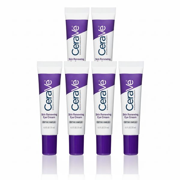 [6-PACK]   CeraVe Skin Renewing Eye Cream For Wrinkles, Under Eye Cream With Peptides + Caffeine + Niacinamide, For Wrinkles & Crows Feet, Paraben Free & Opthalmologist Tested